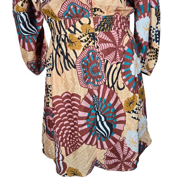 Scotch & Soda Sun Ray Dress Womens Medium Long Sleeve Printed Fit Flare - Picture 11 of 12